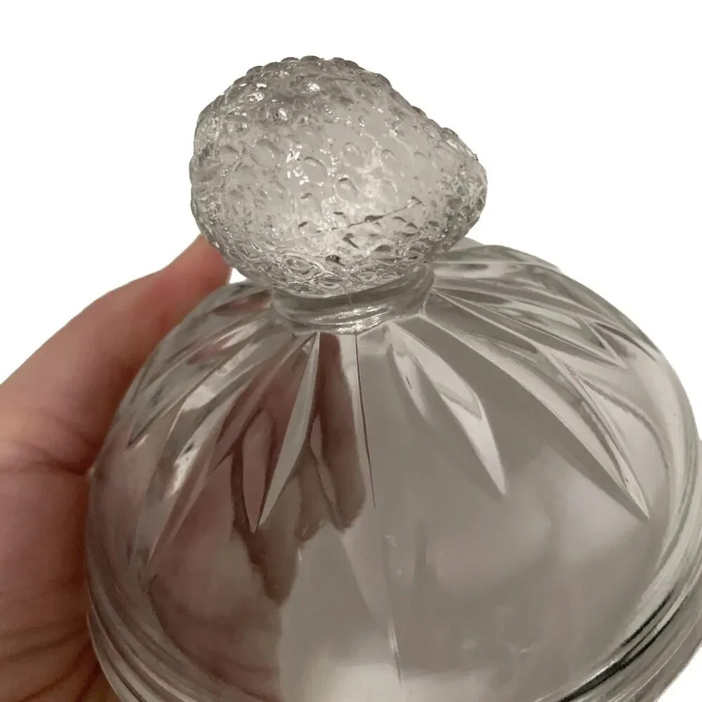 Vintage Indiana Glass Laurel Wreath Pedestal Candy Dish Strawberry Lid Compote